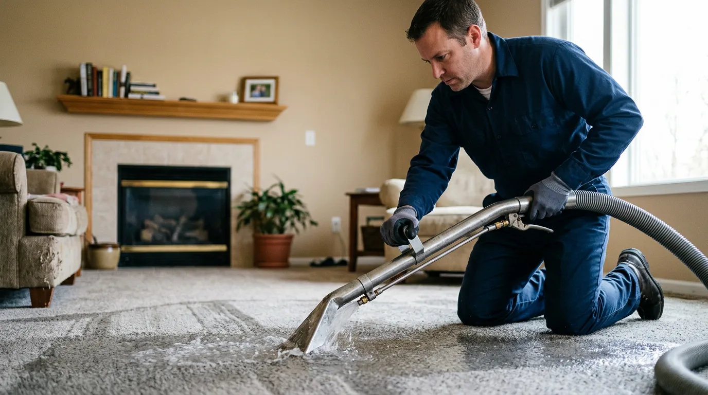Water damage restoration technician working near Montvale, NJ